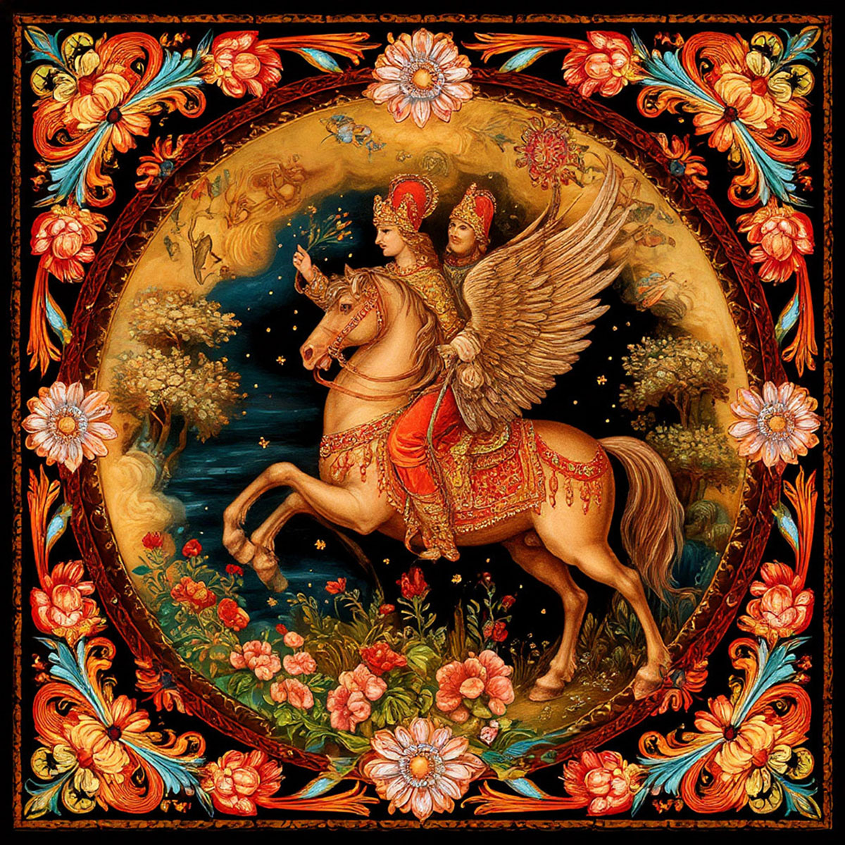 Палехская шкатулка с сказочным сюжетом