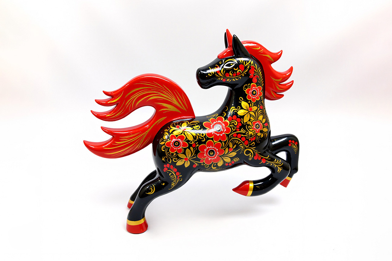 Фигурка лошади, хохломская роспись