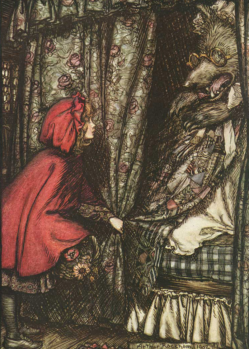 Артур Рокхам, иллюстрация к сказке «Красная Шапочка», 1909 год