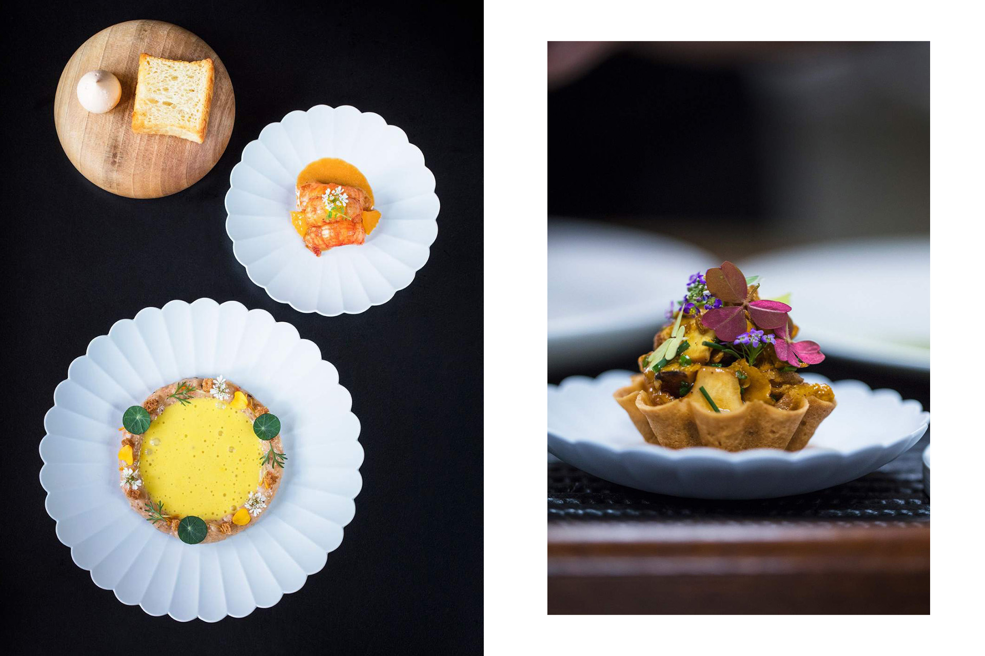 Подача блюд в ресторане Les Morainières