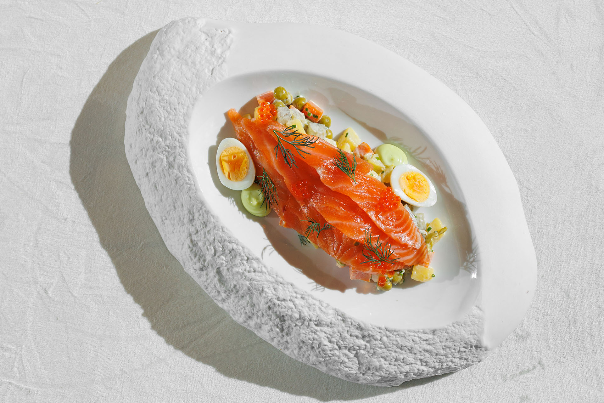 Оливье с лососем