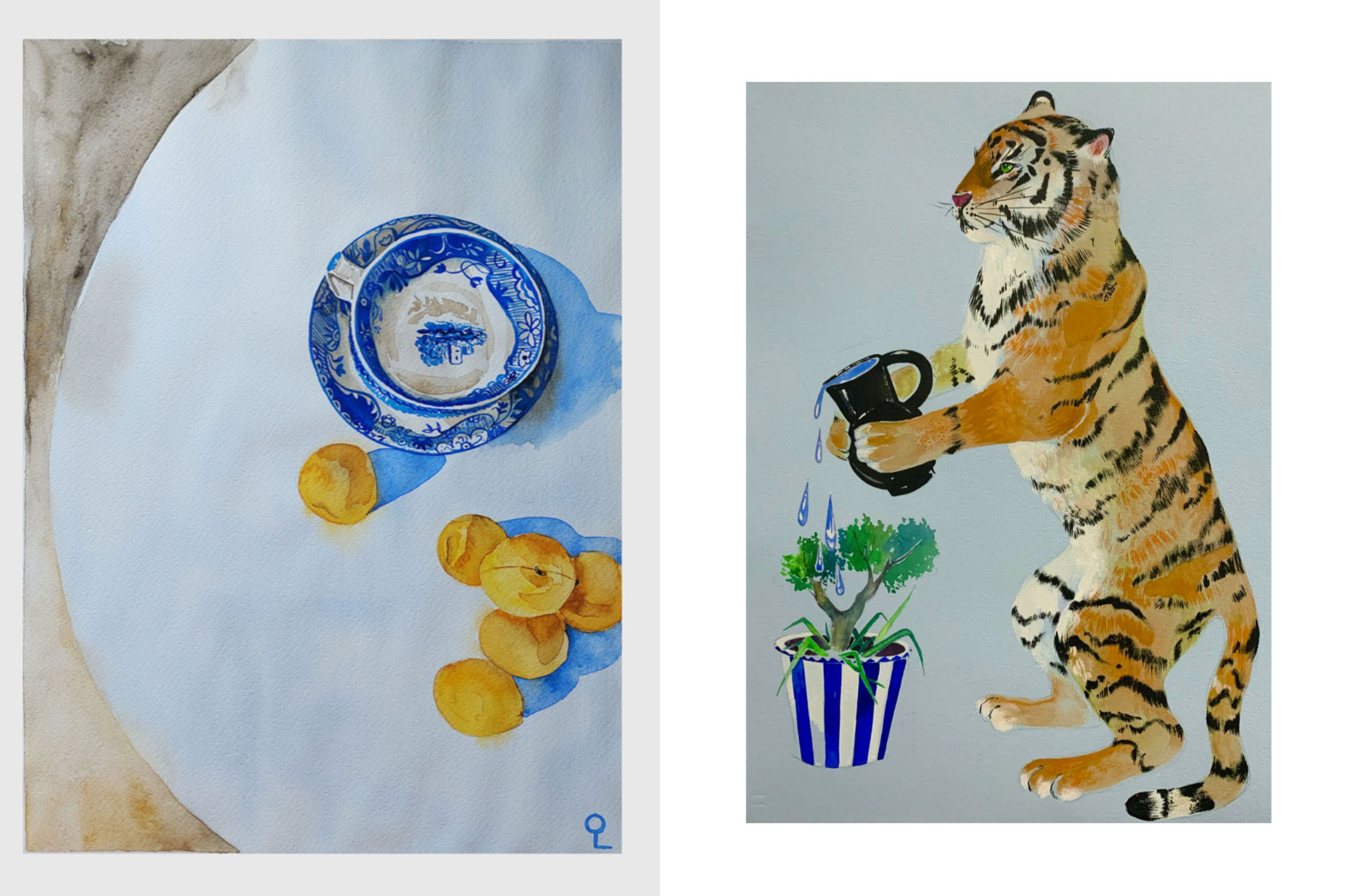 Слева: Оливия Лем, «Абрикосы» / Мария Черепанова,  «Садовник»