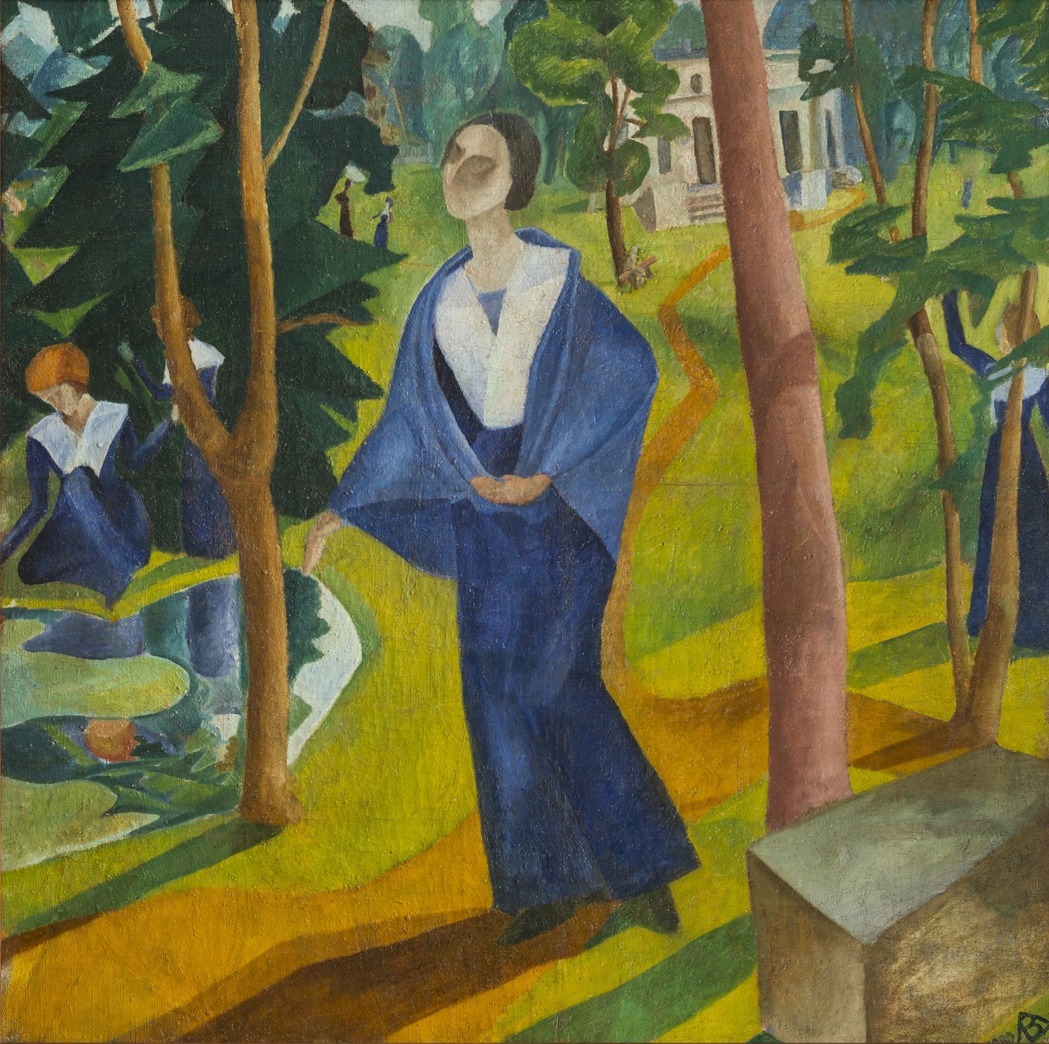 Школа Званцевой. Владимир Дмитриев. Женщина в пейзаже. Частное собрание