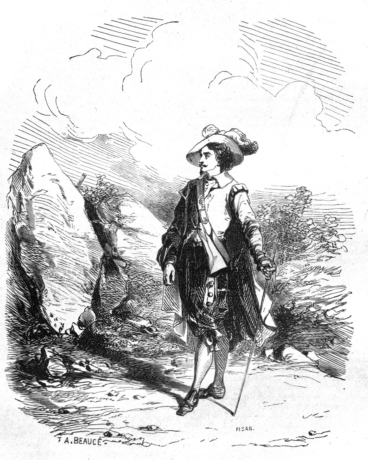 «Три мушкетера», Д'Артаньян, гравюра, XIX век