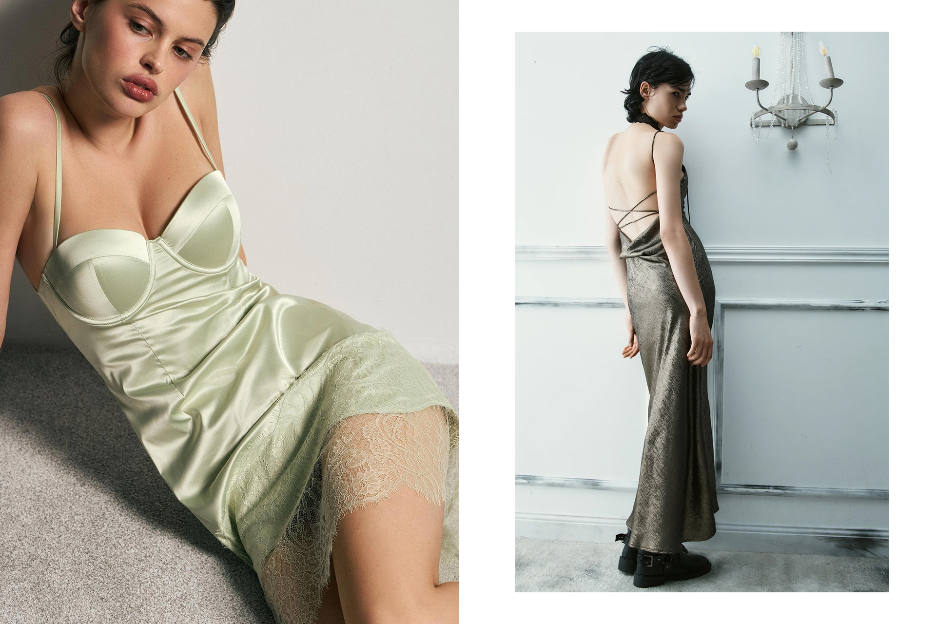 Комбинация из сатина New Year Express / платье-комбинация с открытой спиной