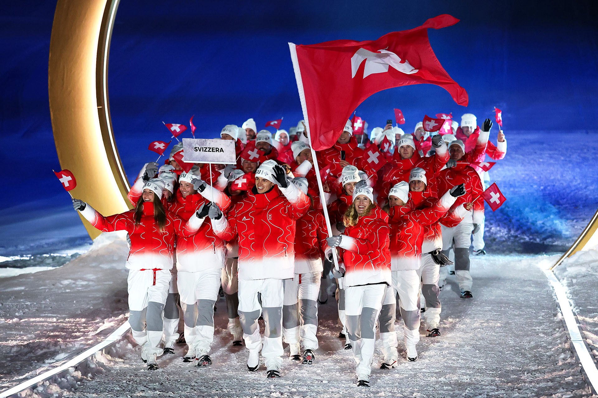 Сборная Швейцарии на церемонии открытия Олимпийских игр 2026 в Милане