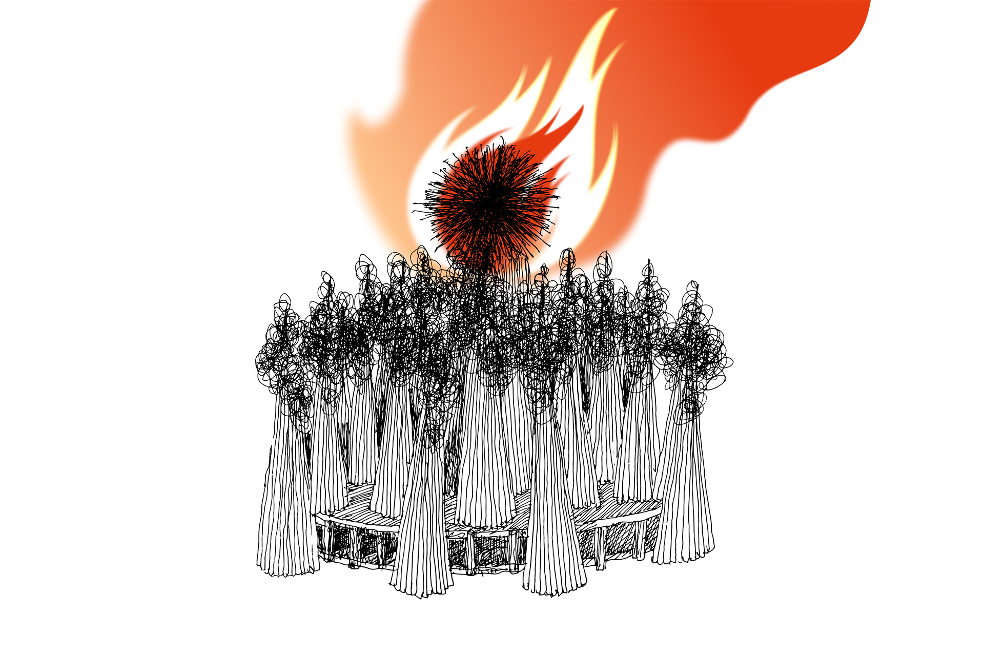 Эскиз работы Николая Полисского «Горящее сердце»